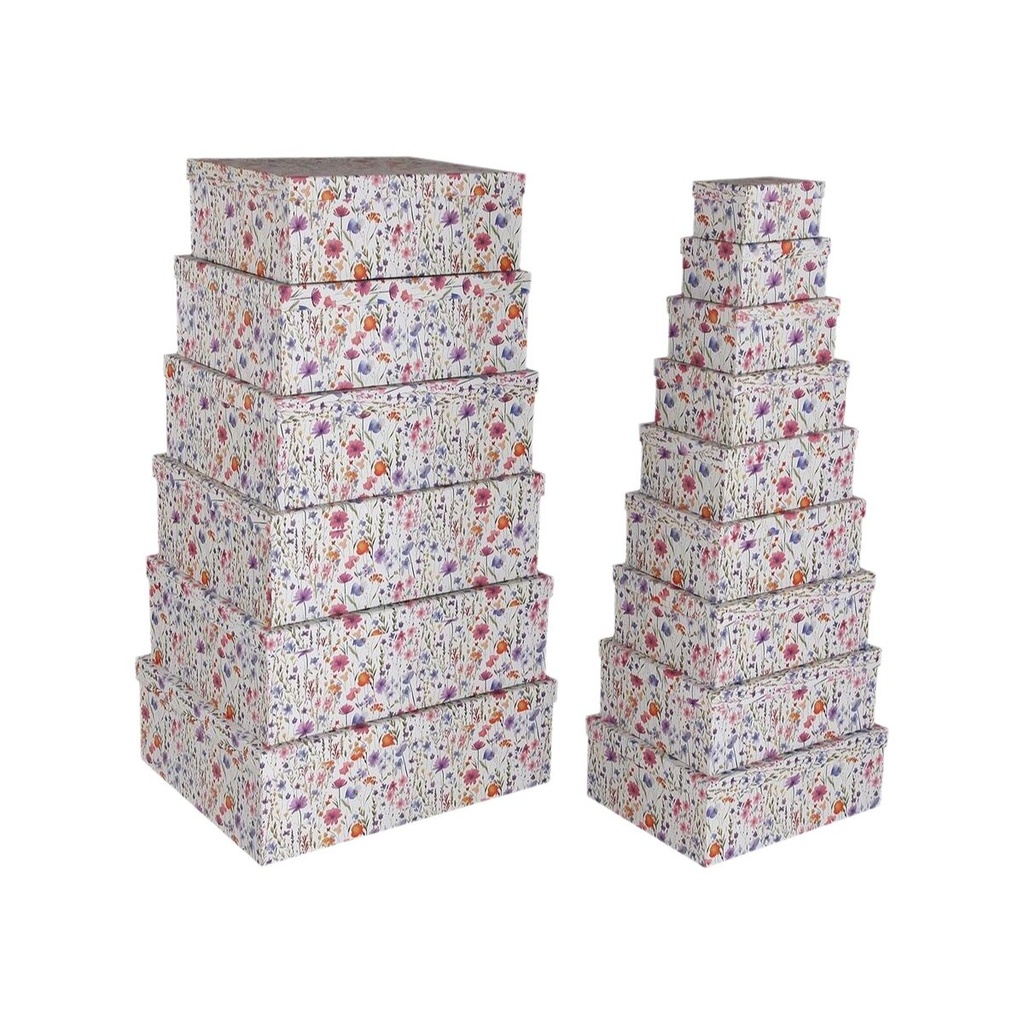 Juego de Cajas Decorativas Versa Cartón Flores (15 Piezas)