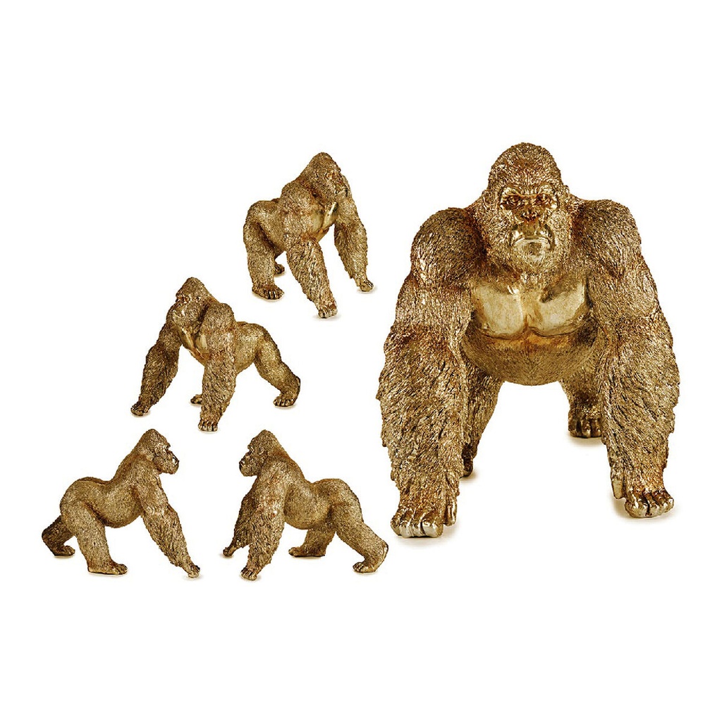 Decorative Figure Gift Decor XS210410 Golden Gorilla 30 x 35 x 44 cm