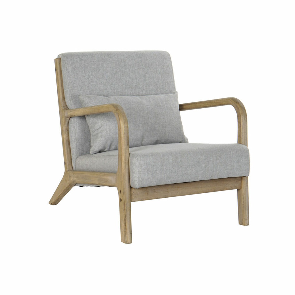 Armchair DKD Home Decor Grey Natural Polyester Rubber wood 65 x 83 x 74 cm 66 x 79 x 76 cm