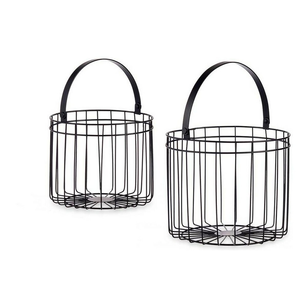 Basket set Gift Decor JY19149BK Black Metal 25 x 35 x 25 cm Cylindrical