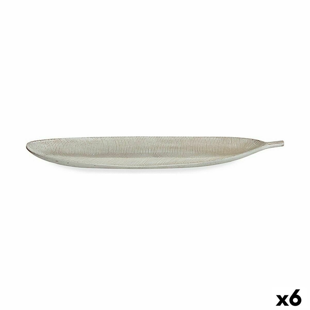 Centro de Mesa Gift Decor LH520814 Blanco Madera MDF 59,5 x 3 x 21,6 cm Decoración Hoja de planta (6 Unidades)