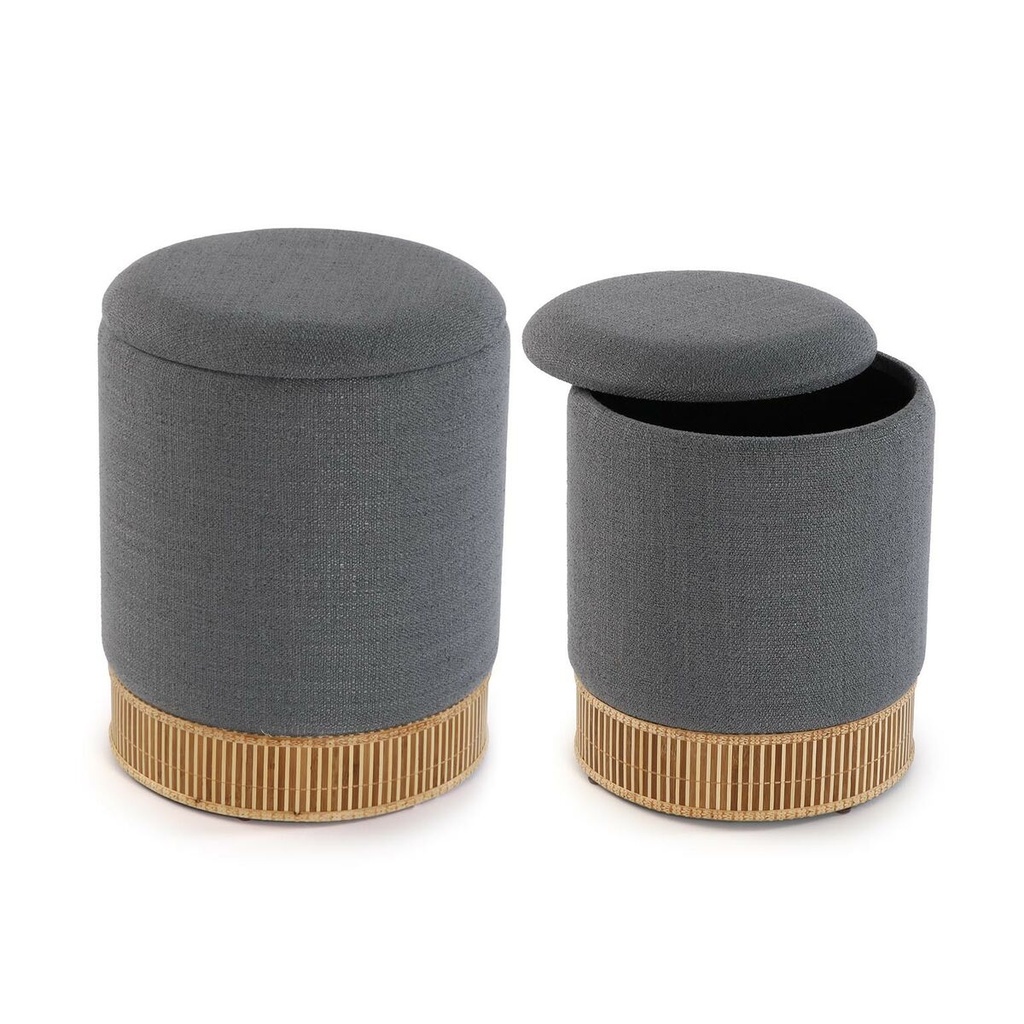 Detachable Pouffe Versa Grey Bamboo MDF Wood