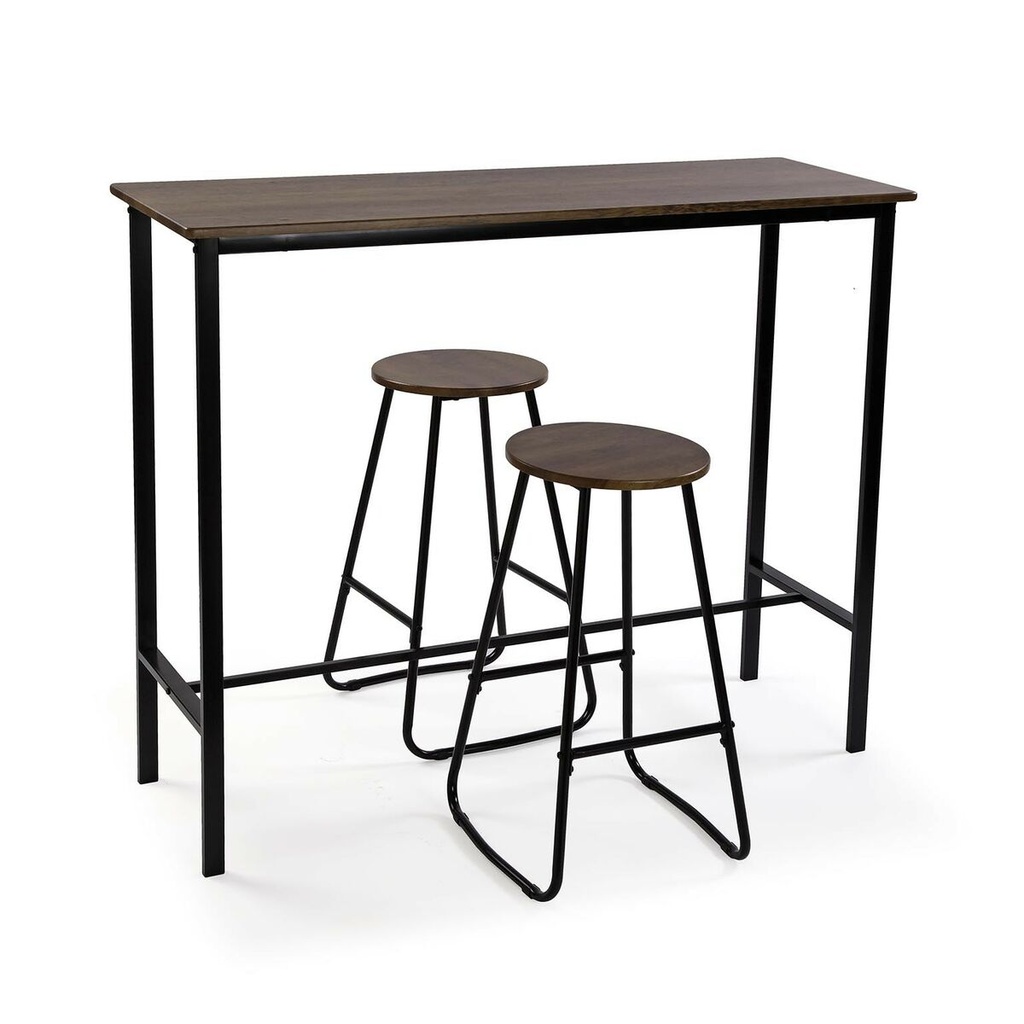 Conjunto de Mesa con 2 Sillas Versa Negro PVC Metal Madera MDF 40 x 120 x 100 cm