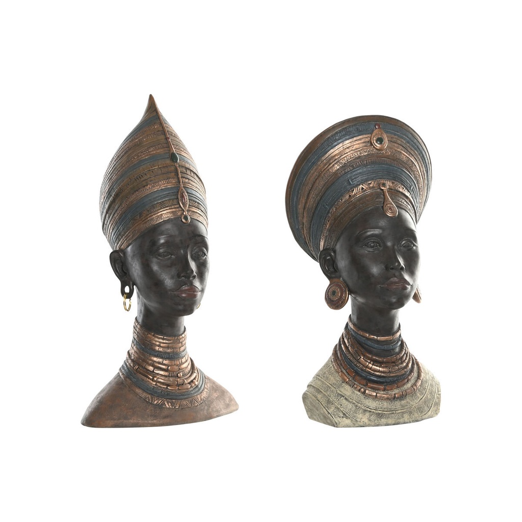 Decorative Figure Home ESPRIT Brown African Woman 30 x 20 x 53 cm (2 Units)