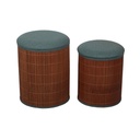 Puff Versa Verde Lino Bambú Madera MDF