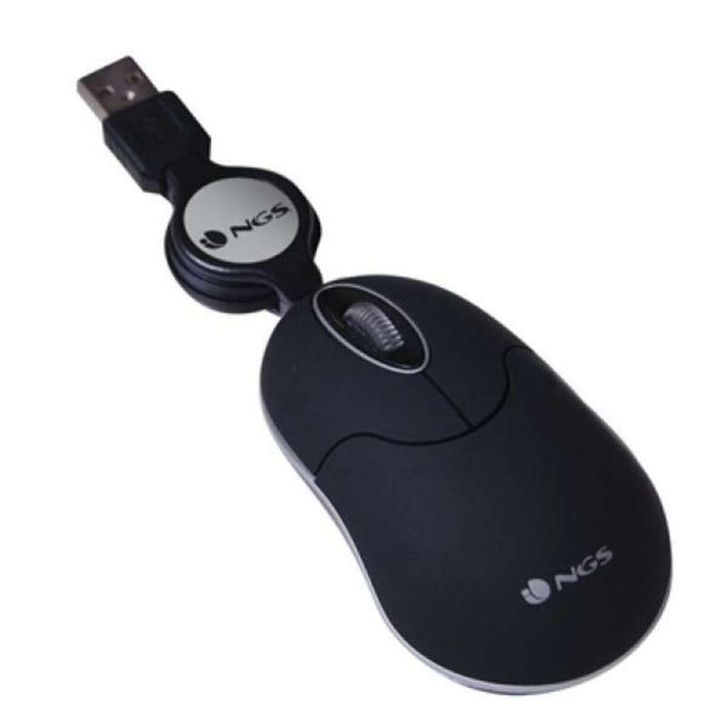 Ratón Óptico Retráctil NGS NGS-MOUSE-0973 Negro 1000 dpi