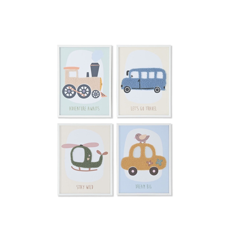 Cuadro Home ESPRIT Amarillo Azul Lienzo 30 x 1,8 x 40 cm (4 Unidades)