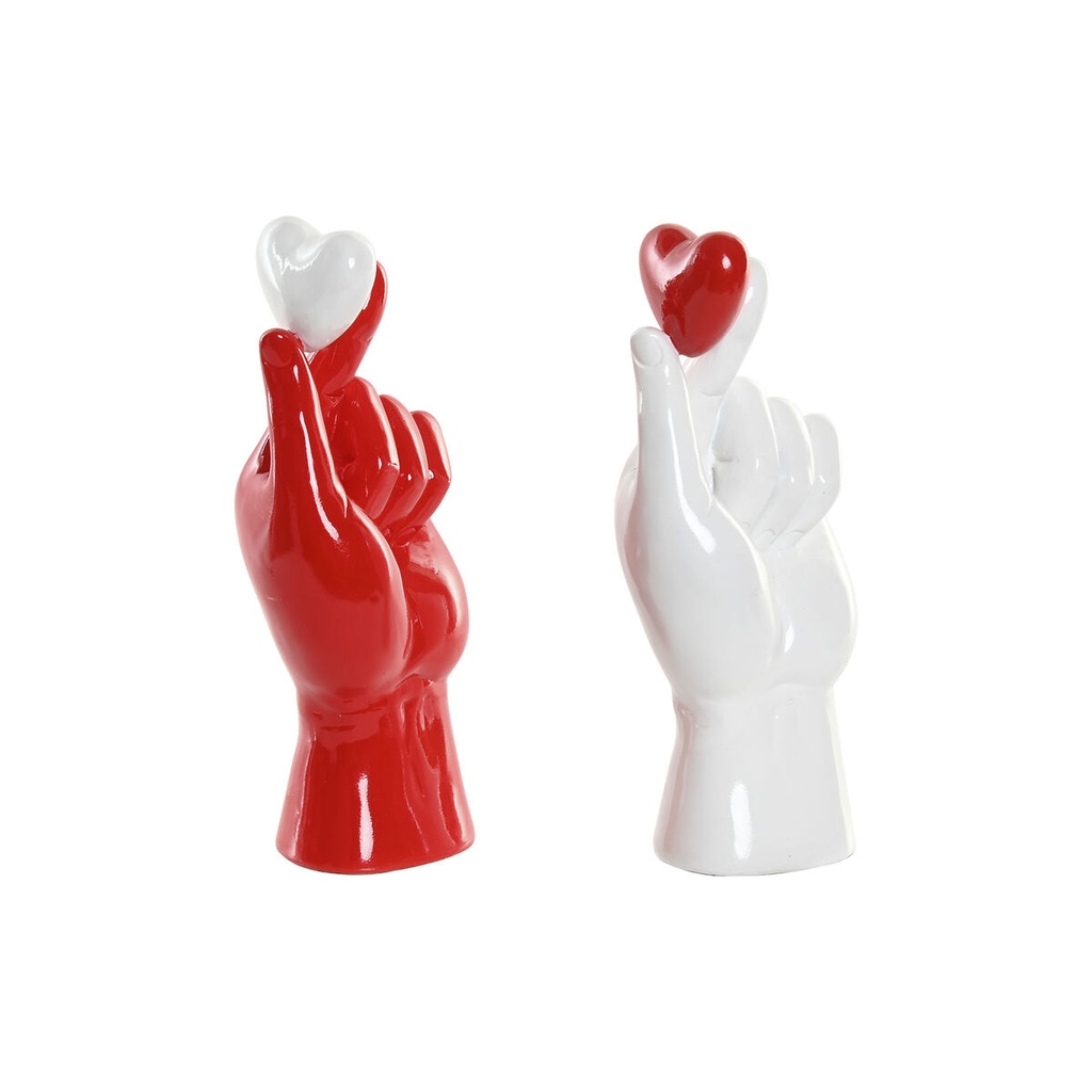 Decorative Figure Home ESPRIT White Red Hand 12 x 8,5 x 26 cm (2 Units)
