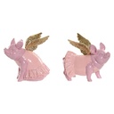 Decorative Figure Home ESPRIT Pink Pig 19 x 11 x 17 cm (2 Units)