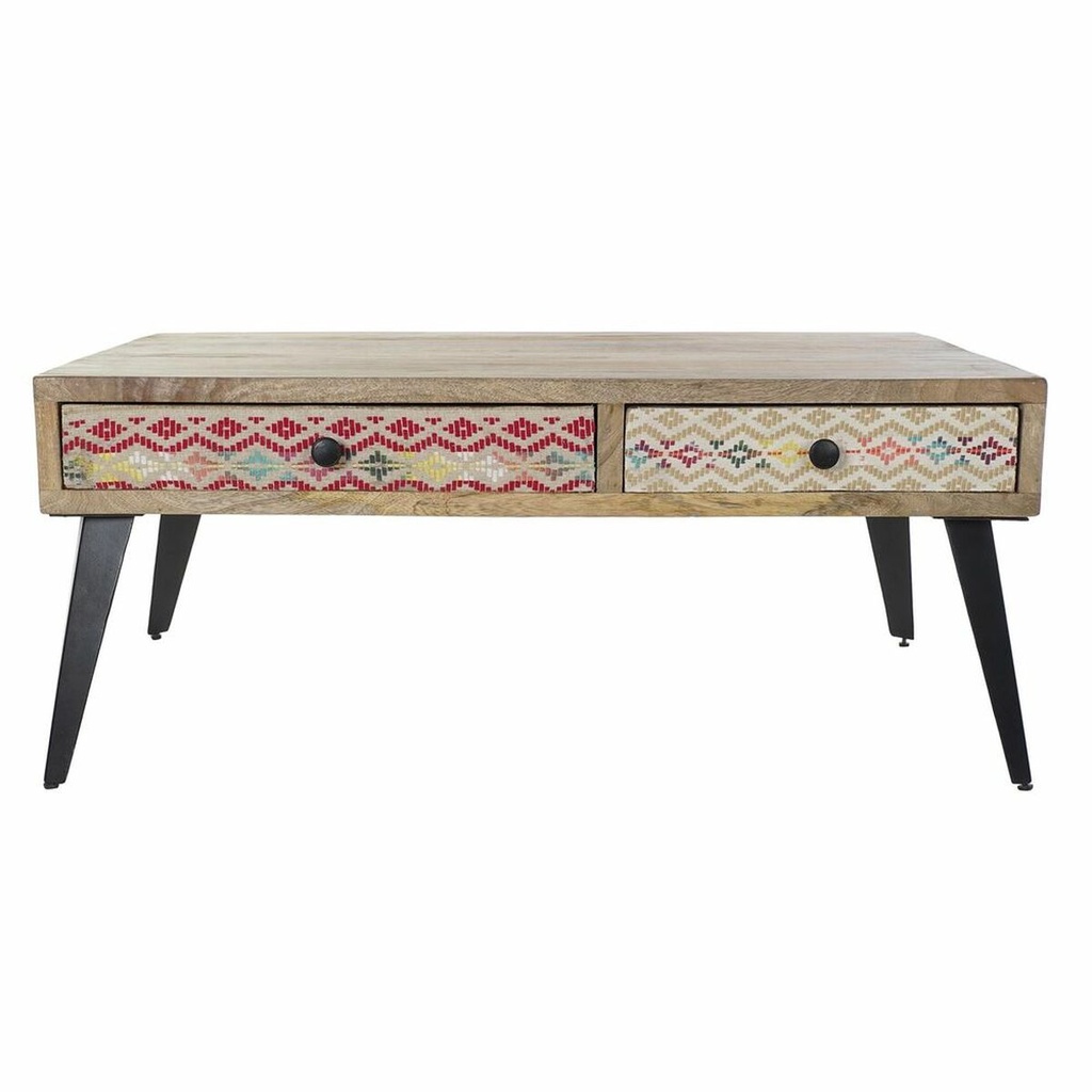 Mesa auxiliar DKD Home Decor 110 x 70 x 46 cm Negro Metal Marrón Multicolor Madera de mango