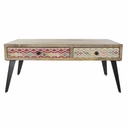 Mesa auxiliar DKD Home Decor 110 x 70 x 46 cm Negro Metal Marrón Multicolor Madera de mango