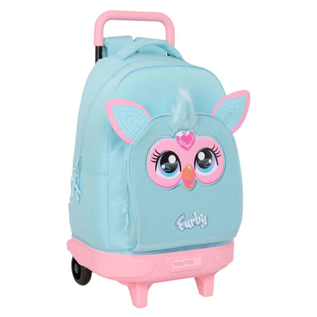 School Rucksack with Wheels Furby Sky blue 33 x 45 x 22 cm