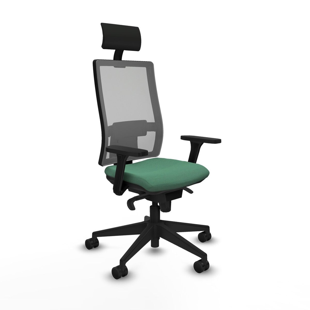 Silla de Oficina con Cabecero Piqueras y Crespo 3D066N1 Verde Esmeralda