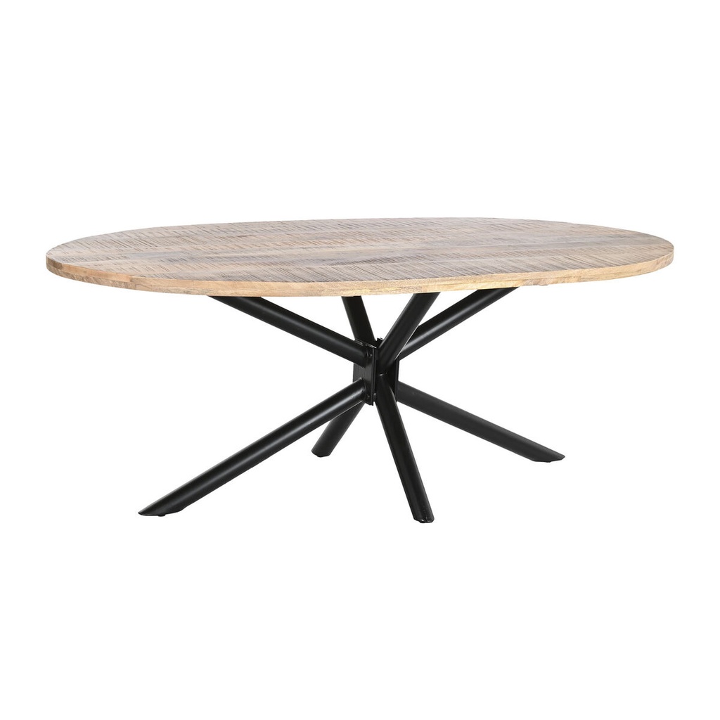 Mesa de Comedor DKD Home Decor Natural Negro Metal Madera de mango 200 x 100 x 76 cm