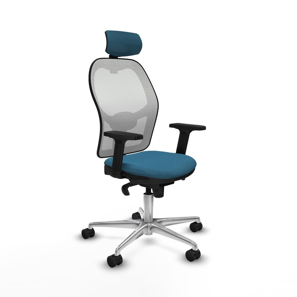 Silla de Oficina con Cabecero Piqueras y Crespo 2D086N2 Blanco Verde petróleo