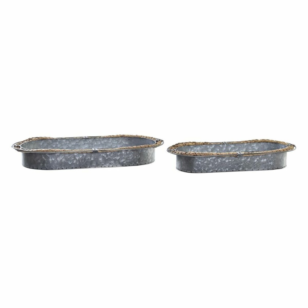 Centro de Mesa DKD Home Decor Marrón Gris Hierro 51 x 26 x 7 cm (2 Unidades)