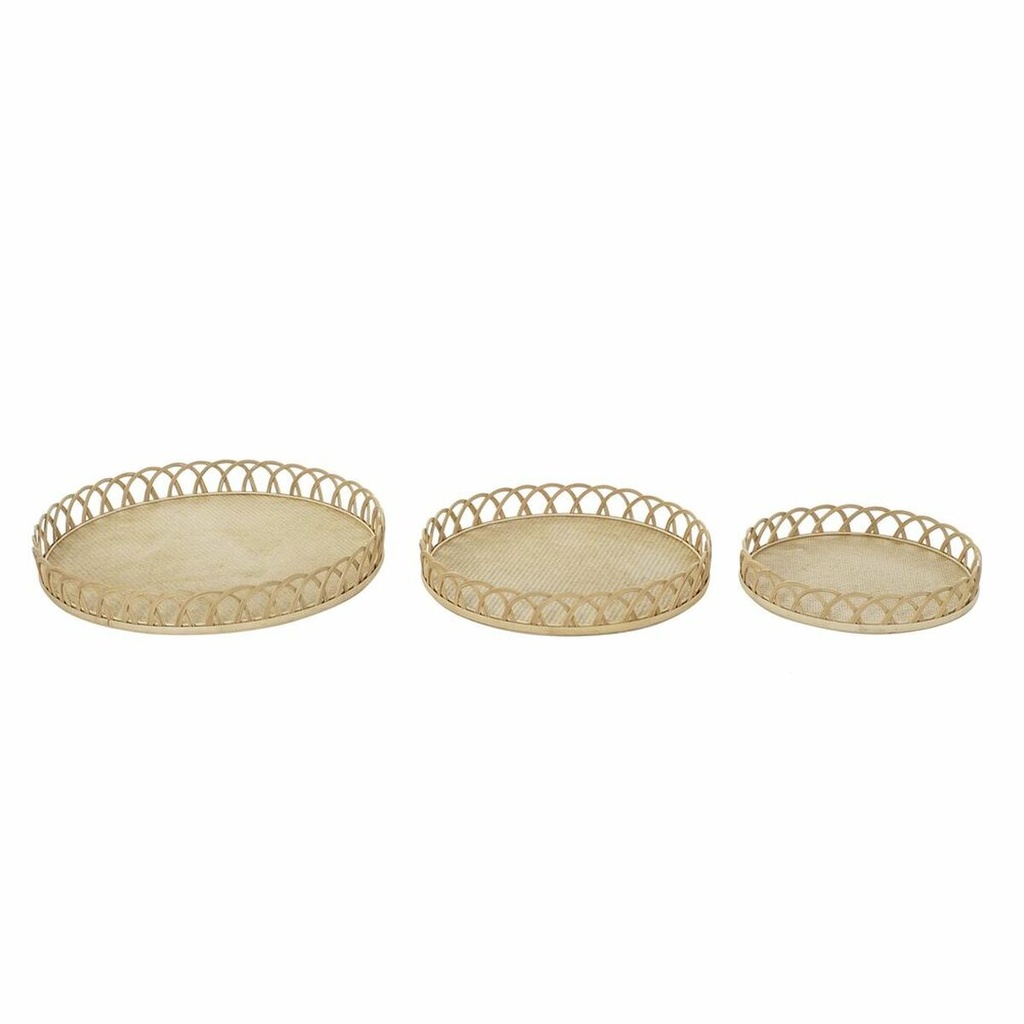 Centerpiece DKD Home Decor Brown Bamboo 8 cm 58 x 58 x 9 cm (3 Pieces)
