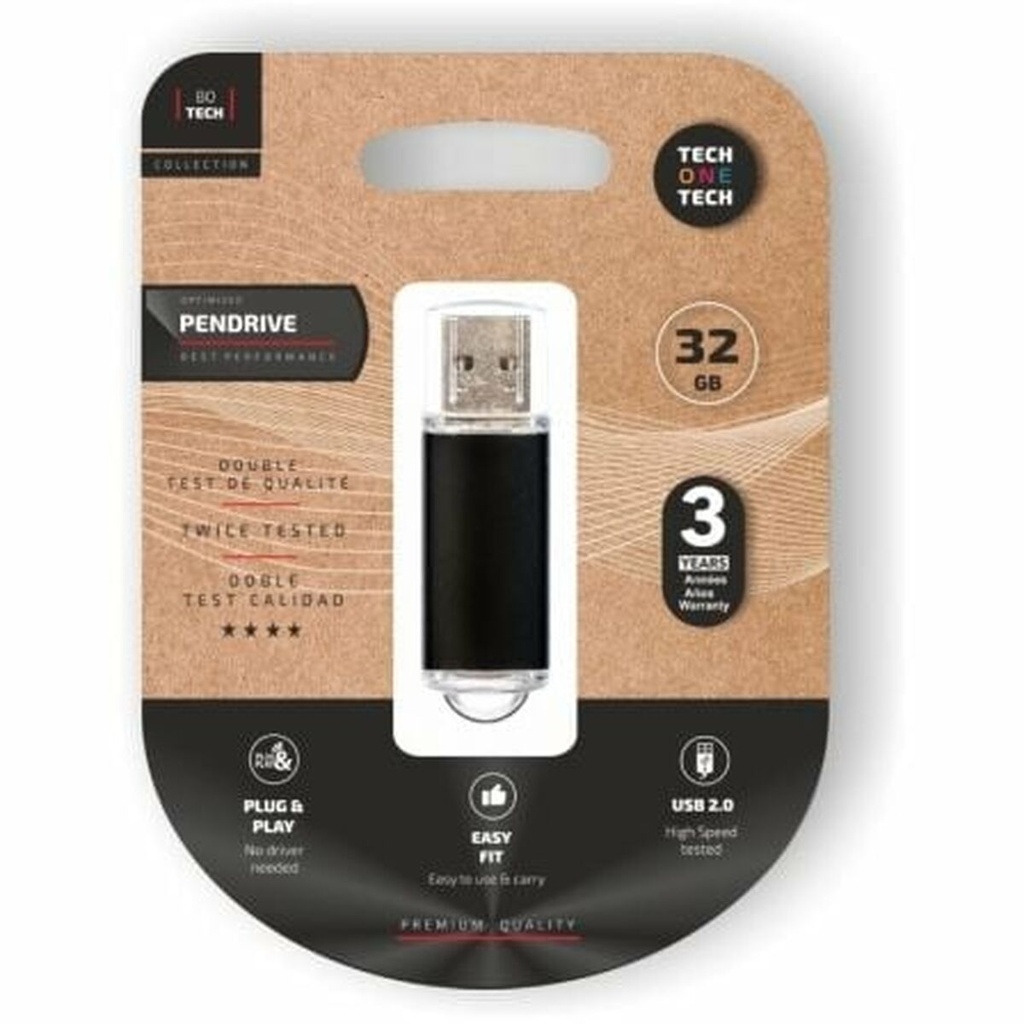 Memoria USB Tech One Tech TEC3008-32 Negro 32 GB