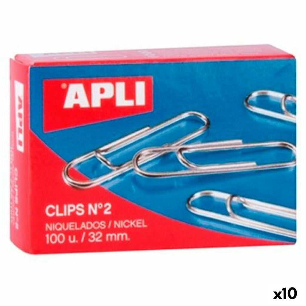 Clips Apli Nº 2 Silver nickel 32 mm (10 Units)