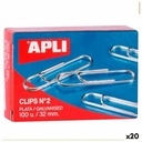 Clips Apli Nº 2 Plateado Plata 32 mm (10 Piezas) (20 Unidades)