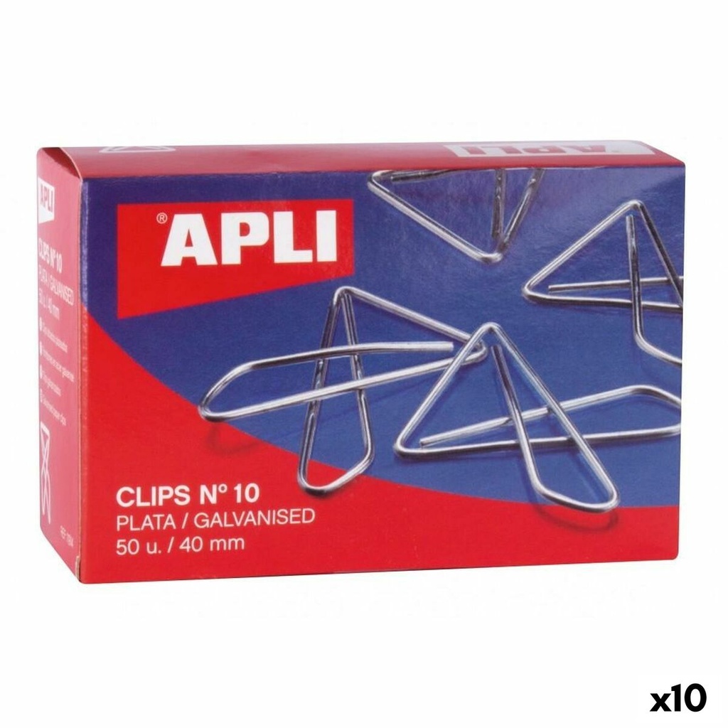 Clips Apli MARIPOSA Nº 10 Plateado Plata 40 mm (10 Unidades)