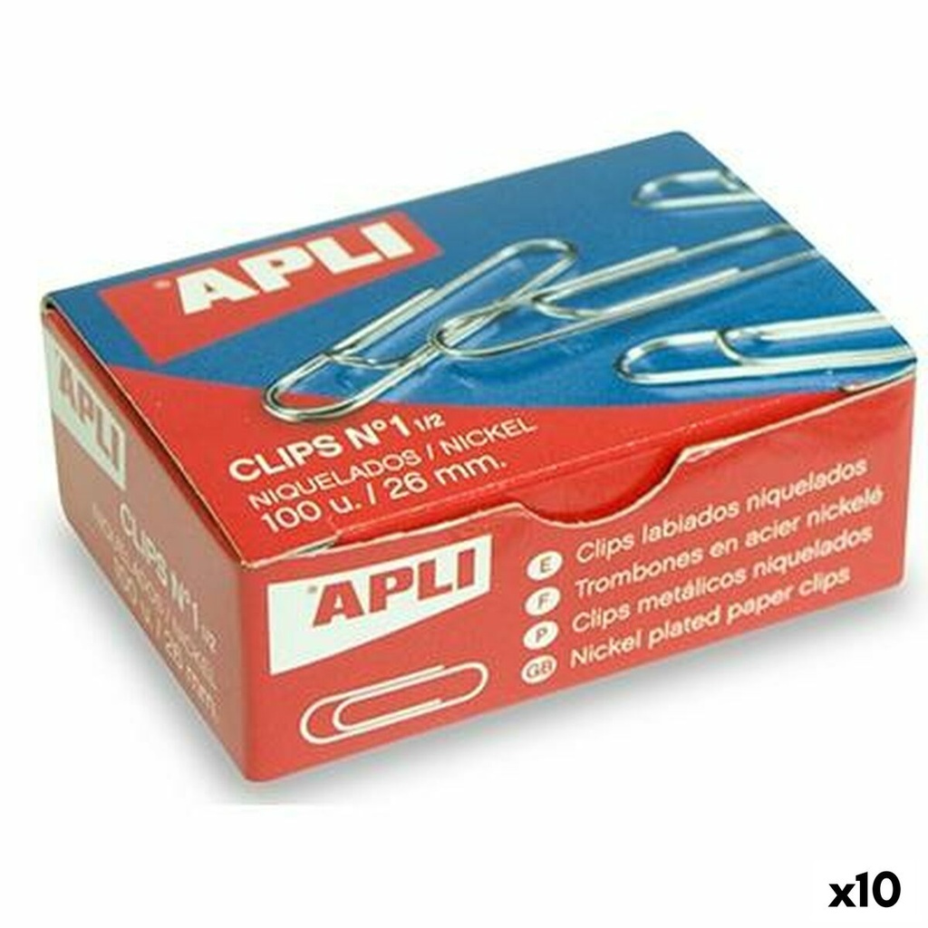 Clips Apli Nº 1½ Silver Metal nickel 26 mm (10 Units)