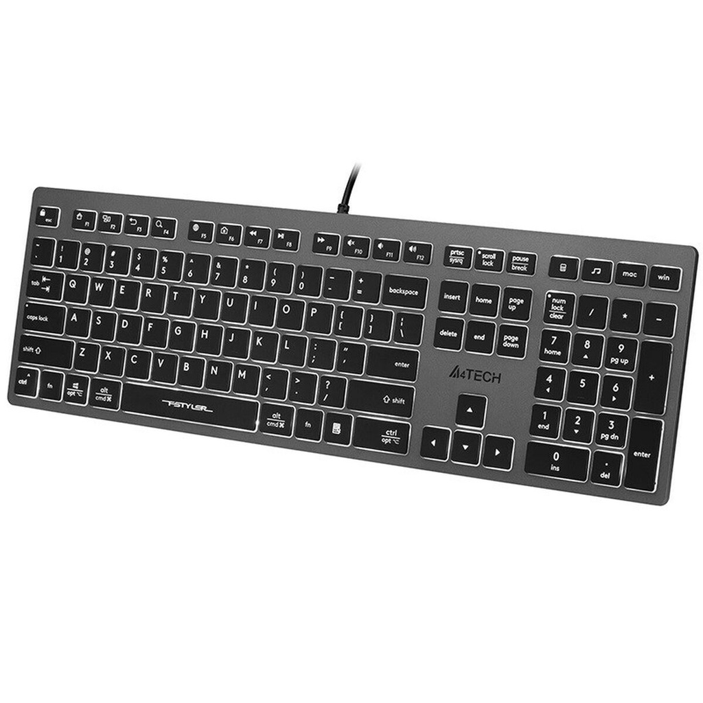 Teclado A4 Tech A4TKLA47125 Blanco Negro Gris QWERTY