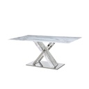 Mesa de Comedor DKD Home Decor Cristal Plateado Gris Acero Blanco 180 x 90 x 78 cm