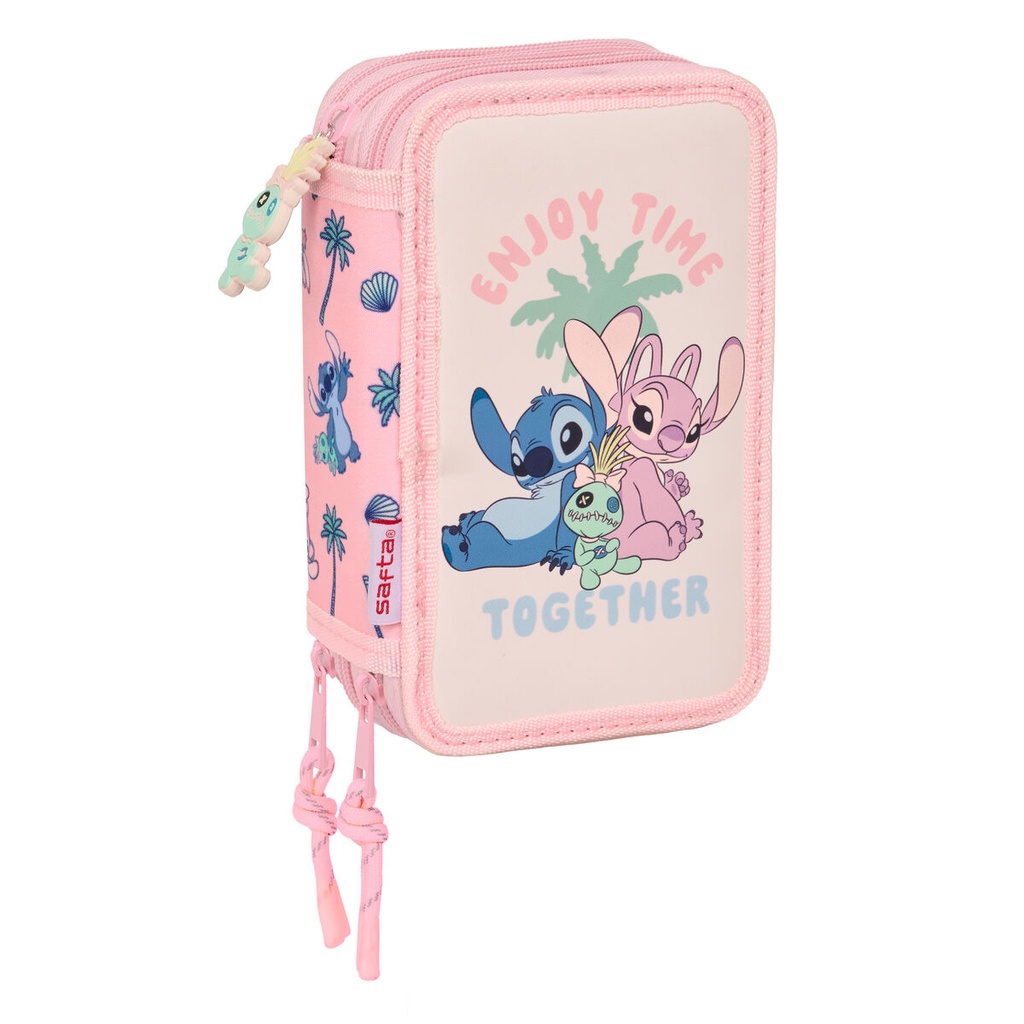 School Case with Accessories Lilo & Stitch Beach Pink 12,5 x 19,5 x 5,5 cm 37 Pieces