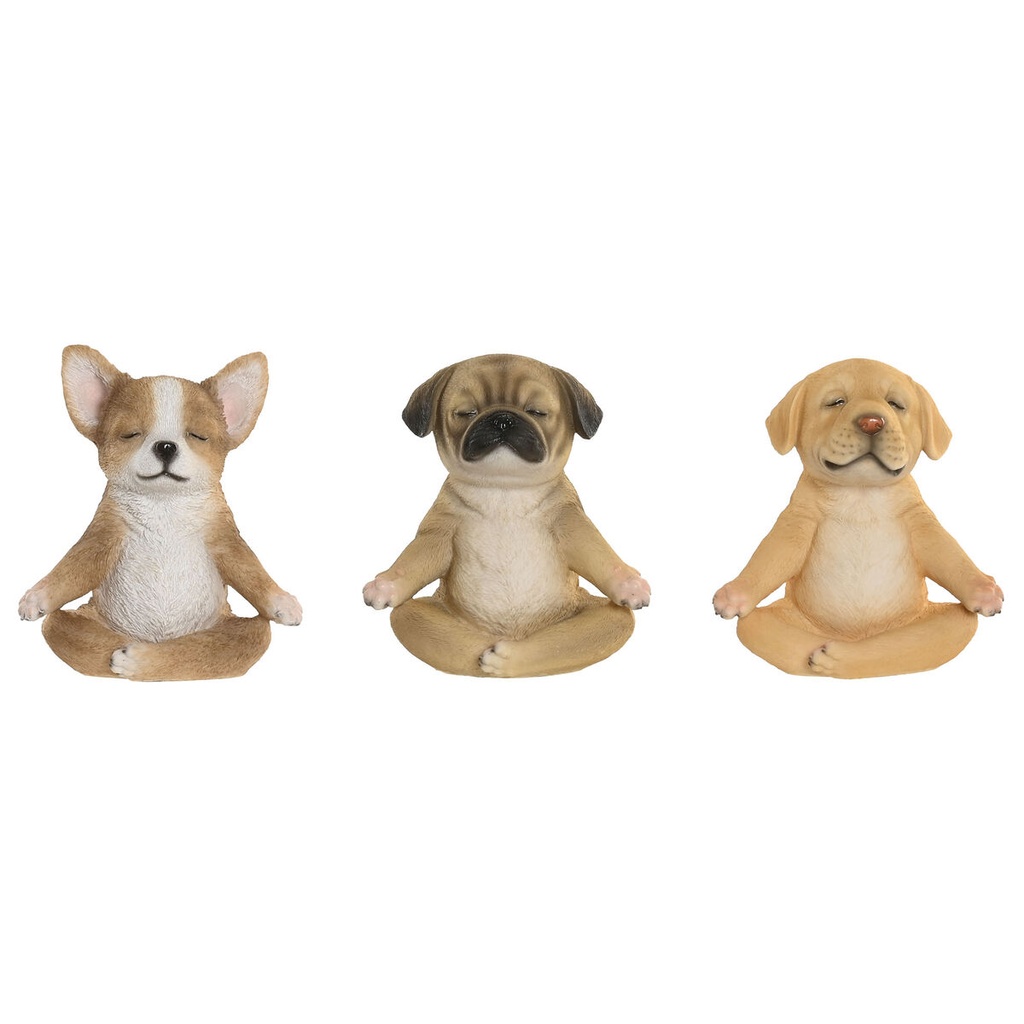 Decorative Figure Home ESPRIT Brown Dog 14,5 X 9,5 X 16 CM (3 Units)