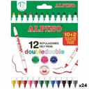 Set of Felt Tip Pens Alpino Double Multicolour 12 Pieces (24 Units)