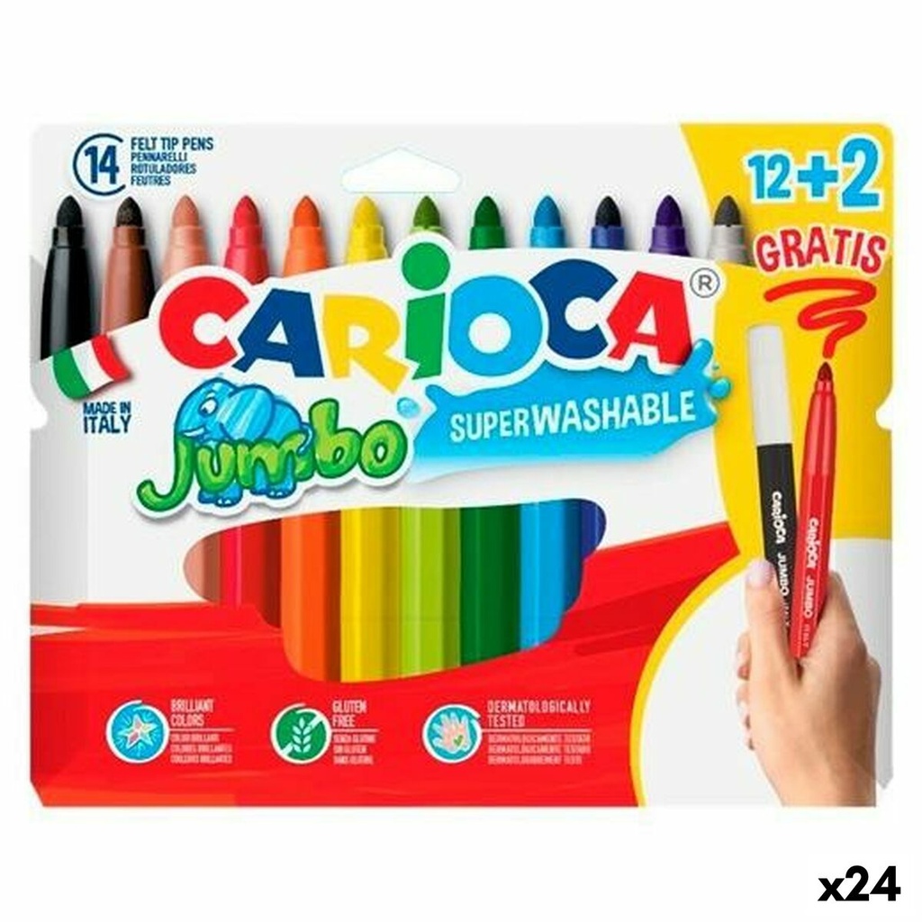 Set of Felt Tip Pens Carioca JUMBO Multicolour 12 Pieces (24 Units)