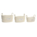 Basket set DKD Home Decor Natural Light brown Natural Fibre Boho 34 x 23 x 20 cm 3 Pieces
