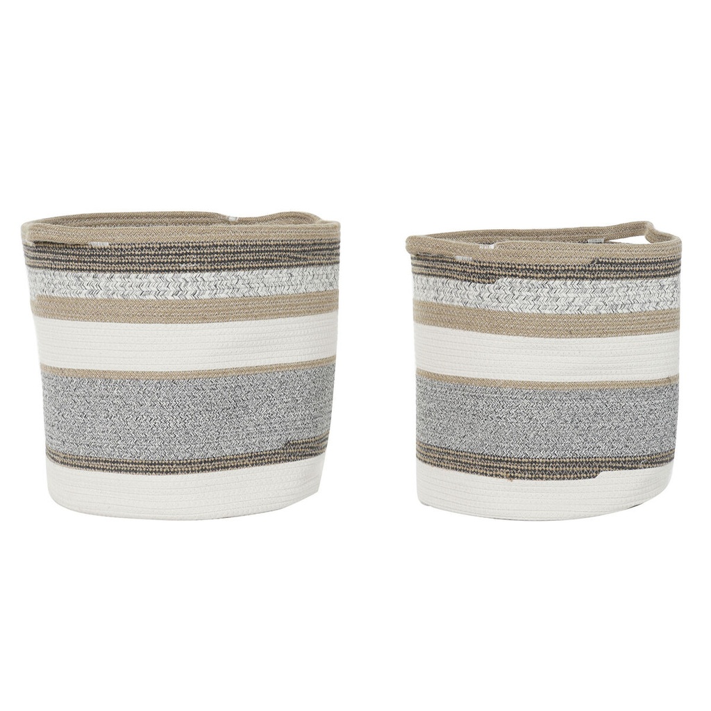 Basket set DKD Home Decor White Grey Natural Jute (2 Pieces)