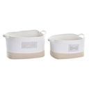 Basket set DKD Home Decor White Cream 43 x 30 x 23 cm 2 Pieces