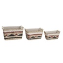 Basket set DKD Home Decor White Black Maroon Natural Natural Fibre 39 x 27 x 24 cm 3 Pieces