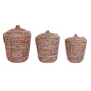 Juego de Cestas DKD Home Decor Melocotón Natural (3 Piezas) (3 Unidades)