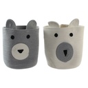 Decorative basket DKD Home Decor White Grey Children's Bear 25 x 25 x 37 cm (2 Units)