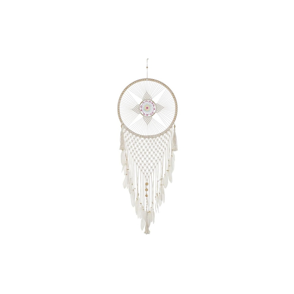 Dream Catcher DKD Home Decor White Multicolour Natural Feathers Boho 52 x 1 x 145 cm (1 Unit)