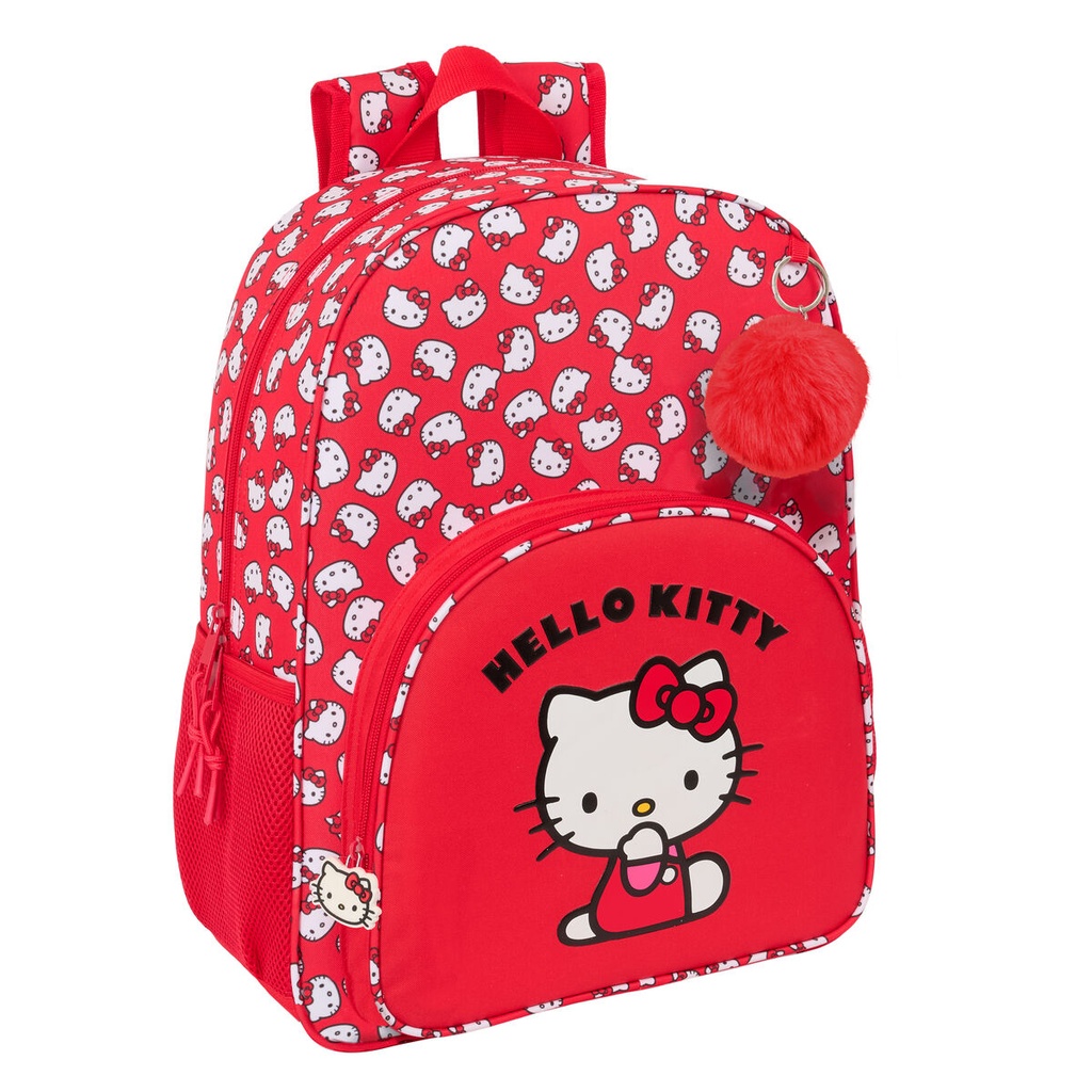 Mochila Escolar Hello Kitty Iconic Blanco Rojo 33 x 42 x 14 cm