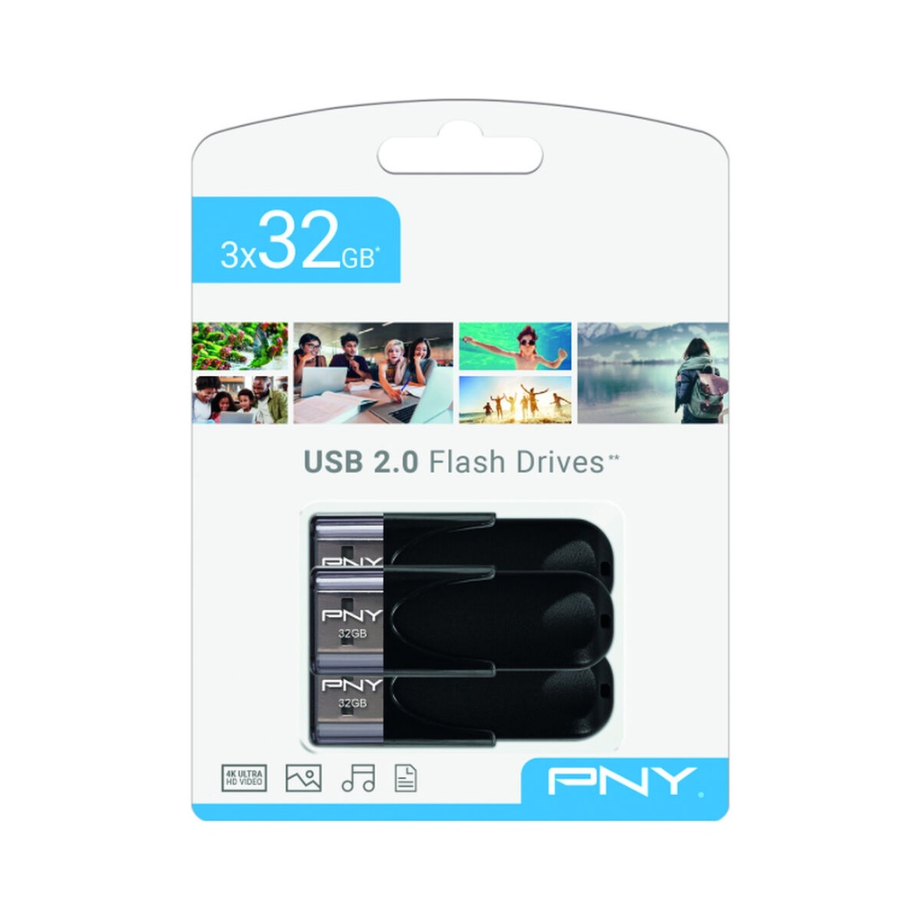 Memoria USB PNY Attaché 4 Negro 32 GB (3 Unidades)
