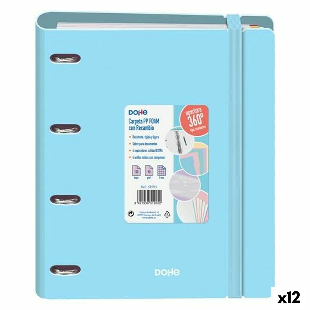 Ring binder DOHE Pastel Blue A4 (12 Units)