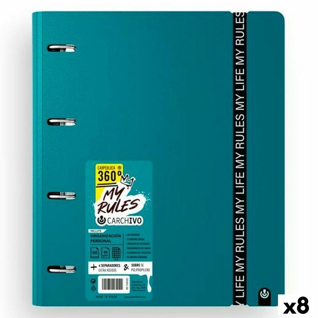 Ring binder Carchivo CARPEBLOCK 360 MY RULES Dark green A4 (8 Units)