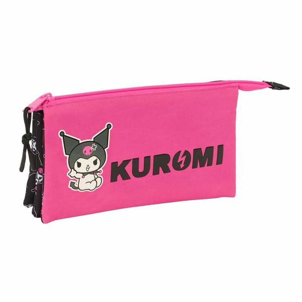 Triple Carry-all Kuromi Black Fuchsia 22 x 12 x 3 cm