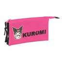 Triple Carry-all Kuromi Black Fuchsia 22 x 12 x 3 cm