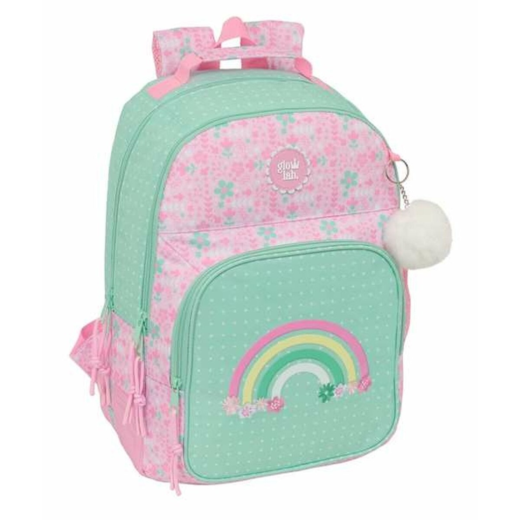 School Bag Glow Lab Amazing Green Pink 32 x 42 x 15 cm