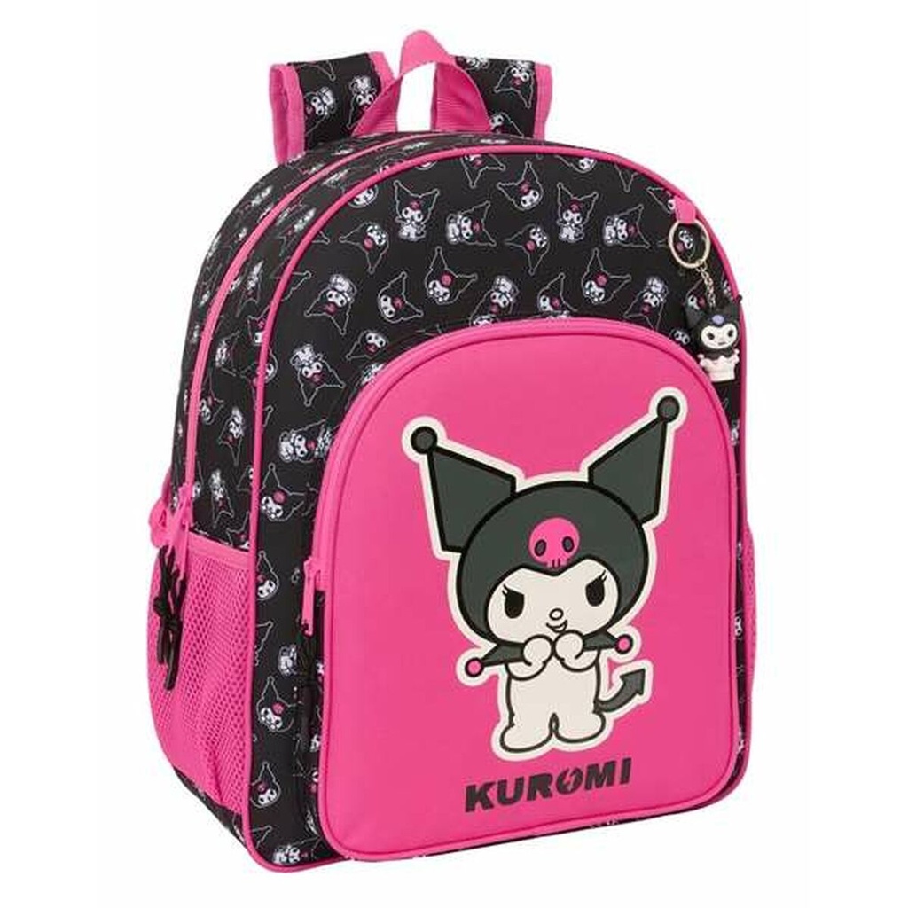 Mochila Escolar Kuromi Negro Fucsia 33 x 42 x 14 cm