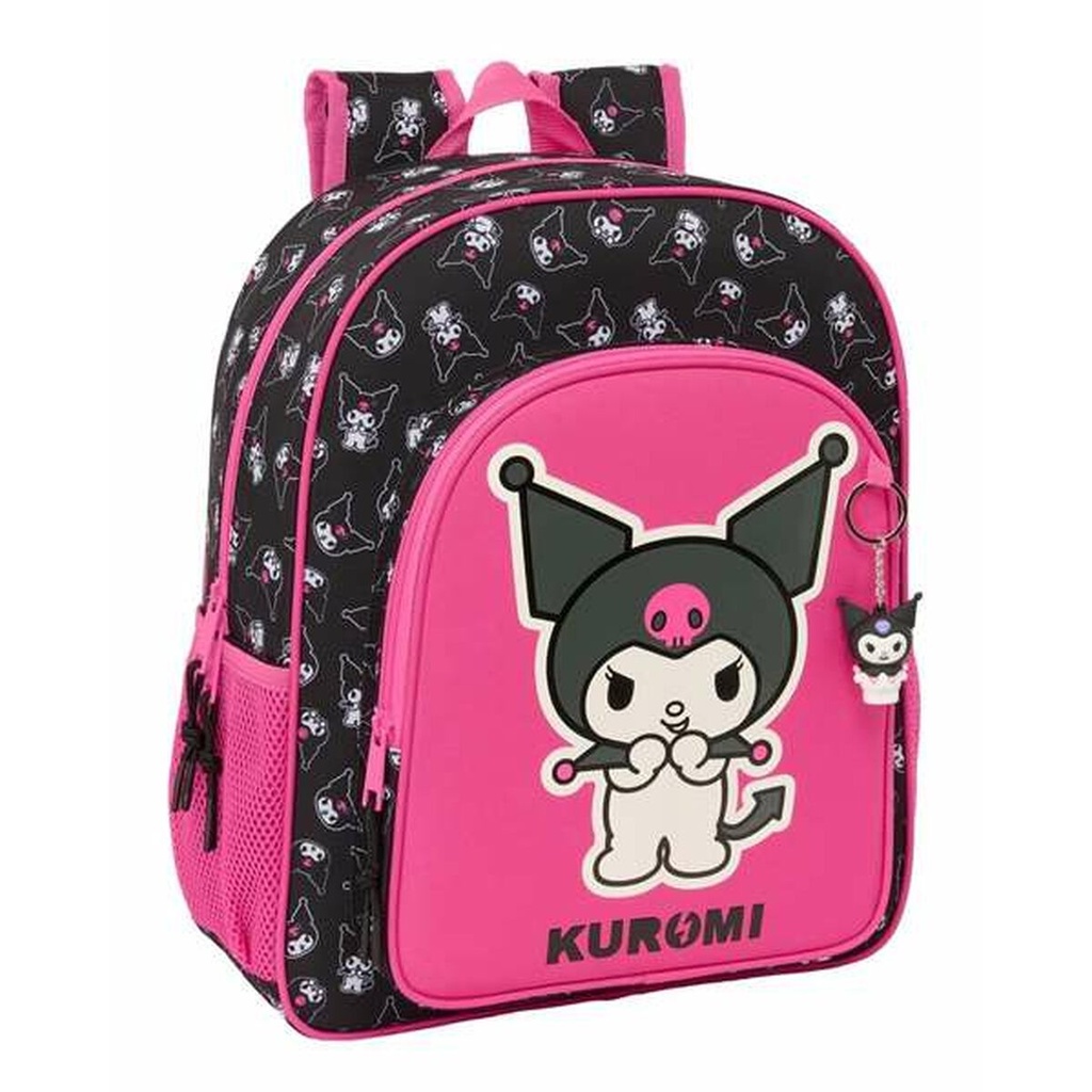 Mochila Escolar Kuromi Negro Fucsia 32 x 38 x 12 cm