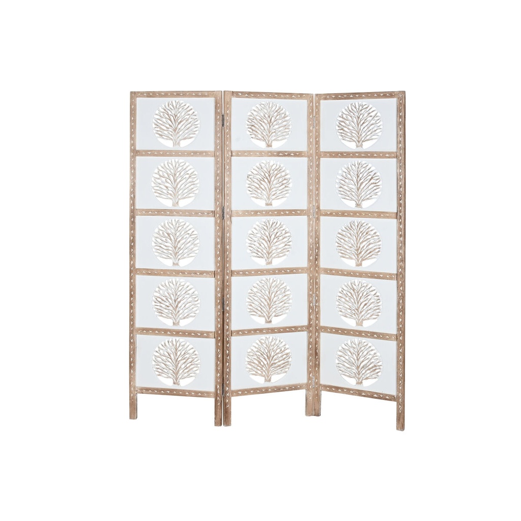 Biombo Home ESPRIT Blanco Natural Madera de mango Madera MDF 153 X 2,3 X 182 CM