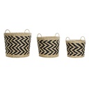 Basket set DKD Home Decor Black Light brown Natural Fibre (3 Pieces) (3 Units)